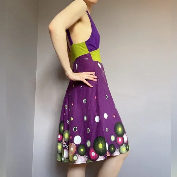Whimsical Purple and Green Summer Dress - Picture 2 of 9